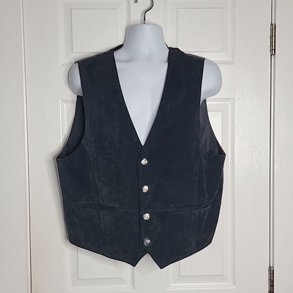 Vintage Global Identity G-III Vintage Leather Snap Button Vest ~ Sz XL ~ Black - Picture 2 of 6